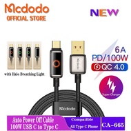 Mcdodo Cable 100W USB to Type C 6A Fast Charging Cables For TYPE C Phone CA-665 668