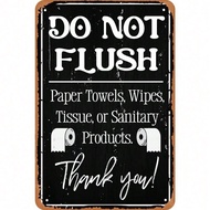 HELLOYOUNG Retro Bathroom Tin Sign Do Not Flush Funny 8x12 Inch Metal Poster Home Bar Cafe Wall Deco