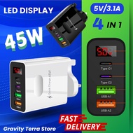 Charger Type C fast charging 45W 4 in 1 USB Charger fast charging kepala charger fast charging Adapt