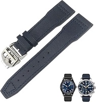 20mm 21mm 22mm Nylon Fiber Leather Watchband Fit for IWC IW377729 IW389001 Big Pilot Watch Green Blue Black Watch Strap