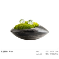 Rzone High-End Japanese Zen Style Silent Space New Chinese Simulation Flower Art Potted Landscape Gr