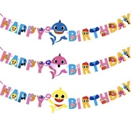 Banner Happy Birthday Baby Shark Besar / background ulang tahun