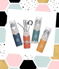 BIG SALE!! 最後清貨！ 大割價!! 全新綠在區區餐具**4個顏色任揀**/ 綠綠賞 不銹鋼餐具套裝 (包括 不銹鋼 飲管,叉,筷子,湯匙) 。Environmentally friendly