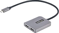 StarTech.com USB-C to Dual HDMI MST HUB - Dual HDMI 4K 60Hz - USB Type C Multi Monitor Adapter for Laptop w/ 1ft/30cm Cable - DP 1.4 Multi-Stream Transport Hub - USB-C to HDMI Splitter (MST14CD122HD)