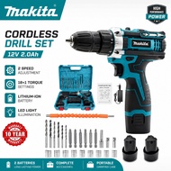 MAKITA Cordless Drill 12V Power Drill Electric Screwdriver Drill Mesin Gerudi Mesin Drill Bateri