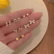 6 Pairs/Set Sweet And Unique Design Sense Earrings For Girls