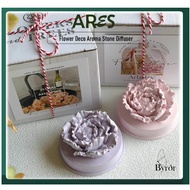 ARES Penyebar Aroma Batu Bunga Penyebar Aroma Round Base Flower Aroma Stone Diffuser Handmade Aroma