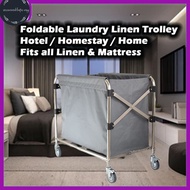 Laundry Trolley Housekeeping fits Towel Linen Mattress Trolley Foldable Large Capacity Trolley