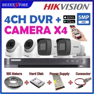 HIKVISION 5MP 4-Channel Full Complete Package (DVR+Camera+Power Supply+Cable+Connector)