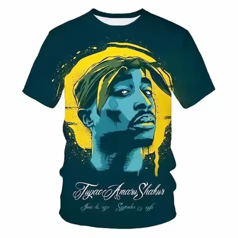New T-Shirt Harajuku Men T-Shirt Fashion 2pac Graphic T Shirts Hip Hop Men's T-Shirts Summer Tops T-