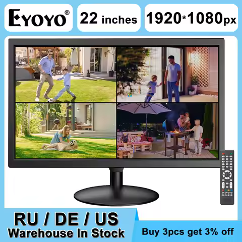 EYOYO Security Camera Monitor 22-inch 1080P FHD 75Hz LED Screen Built- in Speakers Video Monitor wit