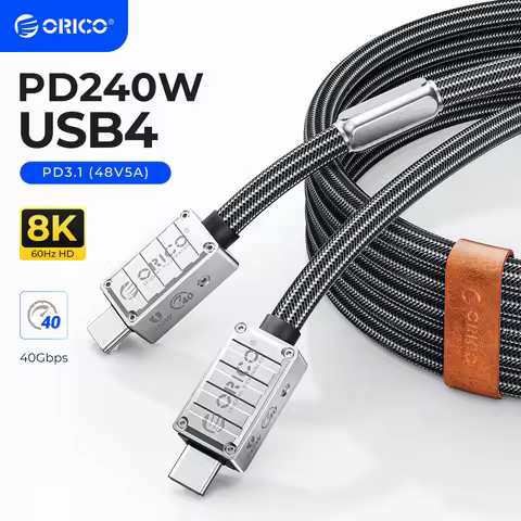 ORICO USB4 Cable 240W Compatible Thunderbolt 4 Video 8K60Hz PD3.1 USB C Fast Charge Data Transfer Si