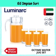 (Ready Stock)Luminarc Octime 7pcs Set Jug Gelas Bekas Minuman Glass Jug Set Jug dengan Gelas Gelas M