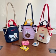 Korean Korean Canvas Ladies Shoulder Bag Cartoon Snoopy Bag Tote Bag Large Capacity Casual Tote Bag Unique All-Match Tote Bag