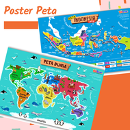 Paket Poster 2 Peta Dunia dan Peta Indonesia Poster Edukasi