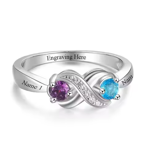 Lateefah Hot Valentine's Day 8 Character Endless Personalization Ring Name December Birthstone