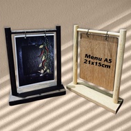 A5 size menu hanger, A5 size menu wooden frame with Bamboo wood base - Gxhome