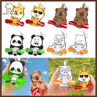 YELGIRL Cartoon Keychain, Capybara Egg Fan Keychain Upgrade Egg Cat Keychain,  Push Double-leaf Bag 