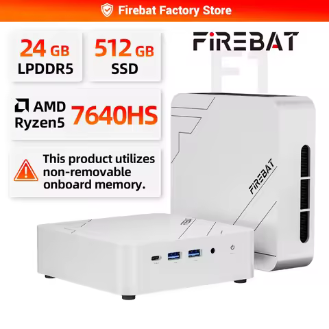 FIREBAT F1 MINI PC AMD Ryzen 5 7640HS LPDDR5 24GB RAM 512GB SSD WIFI6 BT5.2 Portable MINI-PC Windows