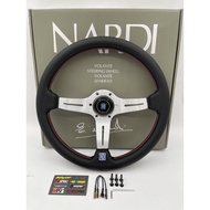 NARDI STEERING WHEEL Silver Nardi Steering Wheel Sport Steering Wheel Universal ND Nardi Leather 131