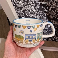 Cute Cartoon Train Ceramic Mugs for Boys Baby Drinking Milk Cup Water Cup FunLife Life Store Small T