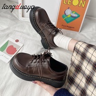 [Spicy beef） Platform Vintage Shoes Oxford Shoes 2022 autumn Vintage Brown Leather Lace Up Women Fas