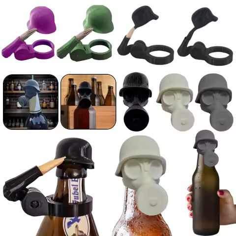 Helmet Craft Beer Bottle Caps Reusable Gas Mask Beer Bottle Cap Soldier Salute Beer Bottle for Liquo