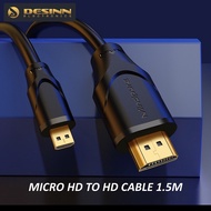 4K Micro HD to HD Cable 4K 60Hz Compatible with GoPro Hero 7/6/5 Raspberry Pi 4 Nikon Camera, Lenovo