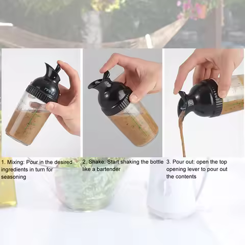 Dressing Container Kitchen Supplies 200ml Salad Dressing Shaker BPA Prevent Leakage Salad Dressing J