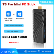 T6คอมพิวเตอร์ขนาดเล็ก Windows 10โปรอุปกรณ์ Stick สำหรับ Mini PC Intel Celeron J4125 N4000 Quad Core 6GB 128GB 4K HD 2.4G/5GHz Wifi Micro Compute