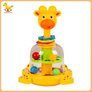 Kids Cartoon Giraffe Press Toy Rotating Jumping Ball Press Tiger Toy Toddlers Boys Girls Interactive
