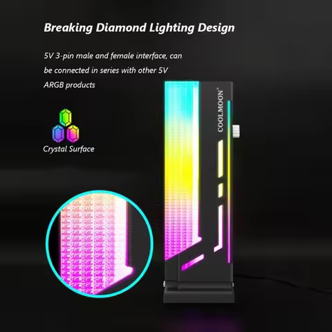 Coolmoon CM-GH2 Vertical GPU Support Bracket Colorful 5V A-RGB Bracket Computer Graphics Video Card 