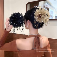 Fashion Gauze High-End Fringe Hair Clip Korean Feather Shark Hair Clip