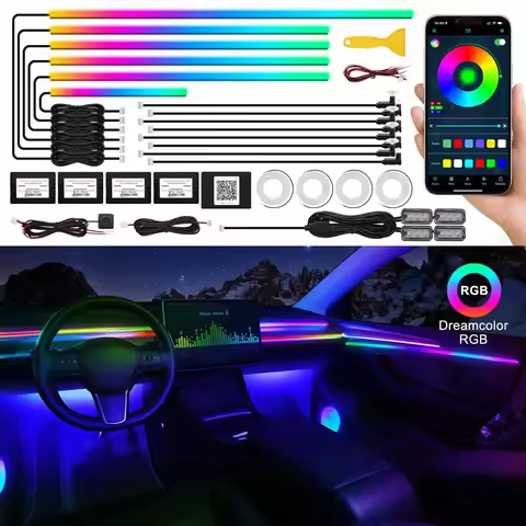 6/18 in 1 Led Acrylic Car Ambient Light RGB 64 213 Color Symphony Acrylic APP Streamer Atmosphere La