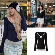 [Free 2-String Shirt] Women's Long-Sleeved T-Shirt Free Soft Stretchy 2-String Shirt Set 2 Piece Bas