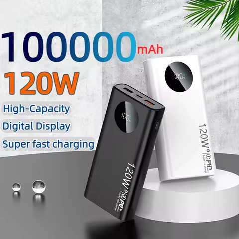 120W 100000mAh Power Bank High Capacity Fast Charging Powerbank Portable Battery Charger For iPhone 