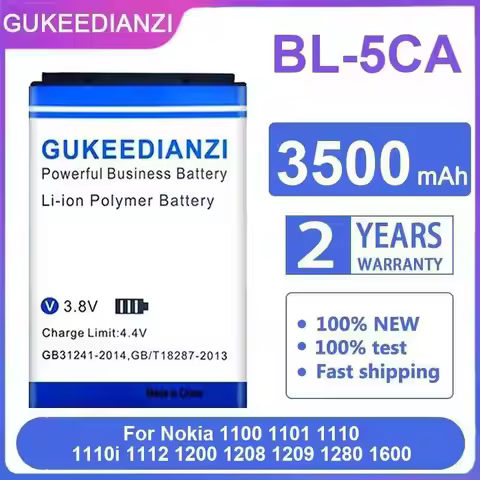 Long Lasting 3500mAh BL-5CA For Nokia 1100 1101 1110 1110i 1112 1200 1208 1209 1280 1600 Mobile Phon
