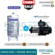 KINGKONG  HHR 150 1500L 330G SS304 WATER TANK (41D x 106H) + TSUNAMI CMH2-30K CI WATER PUMP ( 0.37KW