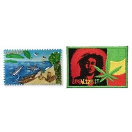 牙買加海豚海岸冰箱磁鐵+巴布馬利 雷鬼歌手繡片貼【2件組】大