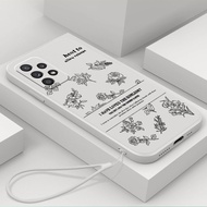 Casing For Samsung A23 Phone Case Trendy Flowers with lanyard aesthetic Silicone TPU Soft Shell girl