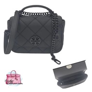 (STOCK CHECK REQUIRED)TORY BURCH WILLA MATTE MINI TOP ZIP CROSSBODY QUILTED BAG BLACK 87872