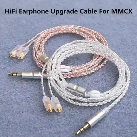 HiFi Earphone Upgrade Cable MMCX 3.5mm 1.2m Silver Plated Core Cable For Sennheiser IE200/IE300/IE60