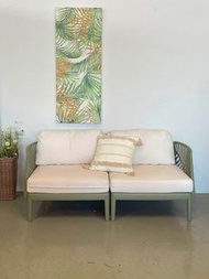 Leaf‑Weave RPET 2‑Seater Sofa, Removable‑Cover Cushions. 葉紋編織環保雙人沙發, 可拆洗椅套.