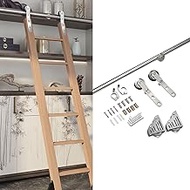 6.6ft-13ft Sliding Barn Door Hardware Kit, with Floor Roller Wheels (No Ladder) Stainless Steel Roun