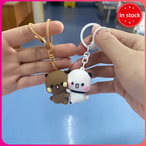 Panda Bubu And Yier Magnetic Hug Keychain Cartoon Panda Bubu And Dudu Magnetic Pendant Keychain Back