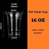 PET Cup 16Oz PET Cup - 50pcs ,Flat lid98mm
