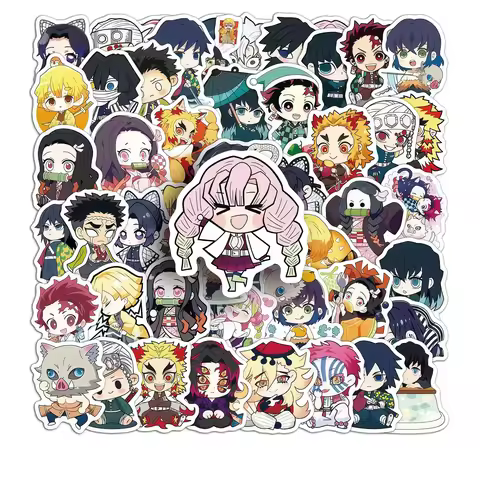50Pcs Demon Slayer Chibi Character Sticker Pack, Cute Kanroji Mitsuri & Corps Anime Decals for Lapto