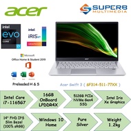 Acer Swift 3 SF314-511-77XX [Pure Silver] | ( i7-1165G7 / 16GB Ram / 512GB SSD / Iris Xe Graphics / OPI / W10 /14" ) Laptop
