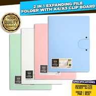 2-in-1 A4/A3 Size Expanding File Folder With Clipboard Folder Organizer 5 Pockets Document Storage