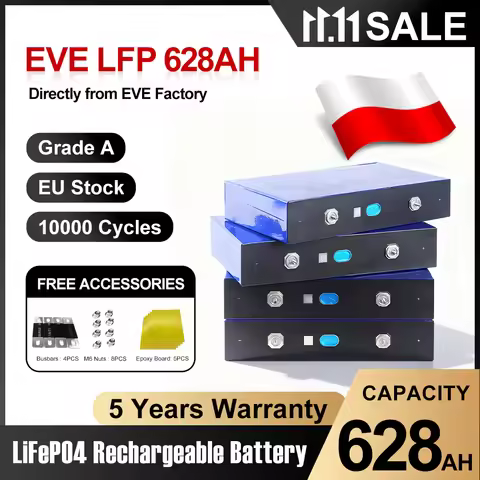 Pre-Sale MB56 628Ah LiFePO4 Battery EVE 3.2V 3.65V Prismatic Cells 12000cycle For 12V 24V 48V Batter